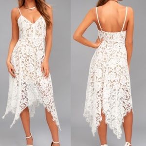One Wish White Lace MIDI Dress